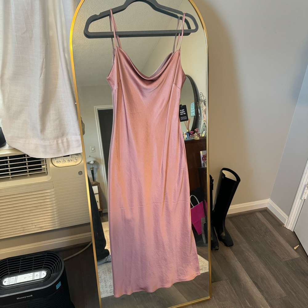 Silk pink midi dress
